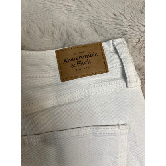 Abercrombie & Fitch Denim Shorts Womens 2 White Good Raw Hem High Rise Stretch - Picture 5 of 5